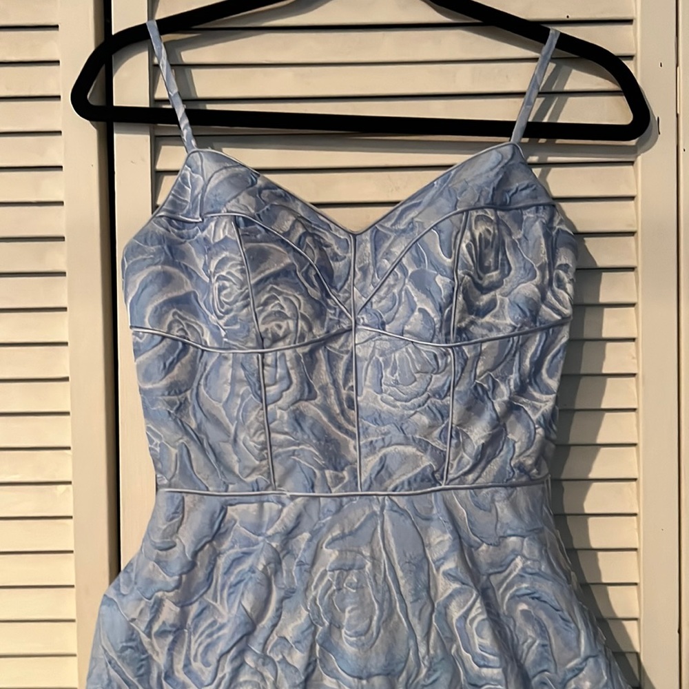 Camille La Vie floral ball gown prom dress light blue size 2